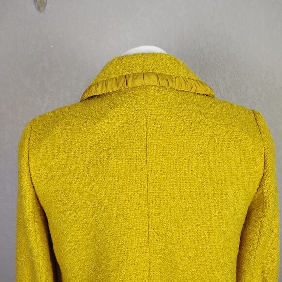 J.Crew Fall 2009 Ruffle-Trim Wool Blend Bouclé Lady Jacket Mustard NWT Sz 4 - Picture 11 of 13